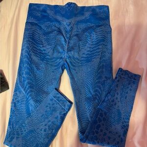 Blue Snake Print Leggings